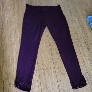 HUE Deep Purple Leggings With Velvet Edge On Cuff